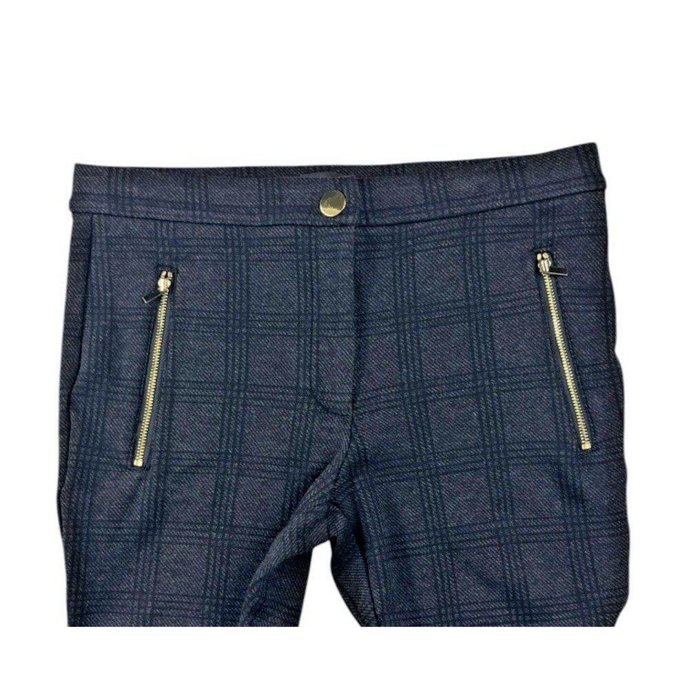 Ann Taylor Cropped Leggings Multicolor Plaid Pockets Size 6 Small Flaw on Length